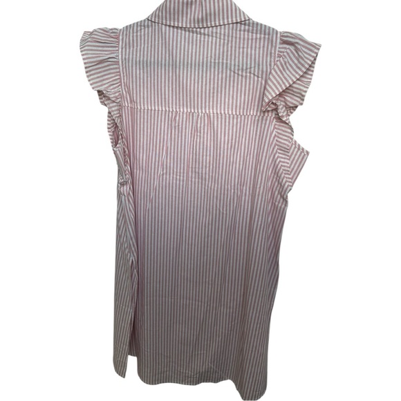 NWT 100% Cotton Pink and White Striped Dress with Ruffle Sleeve size Large - Picture 5 of 5